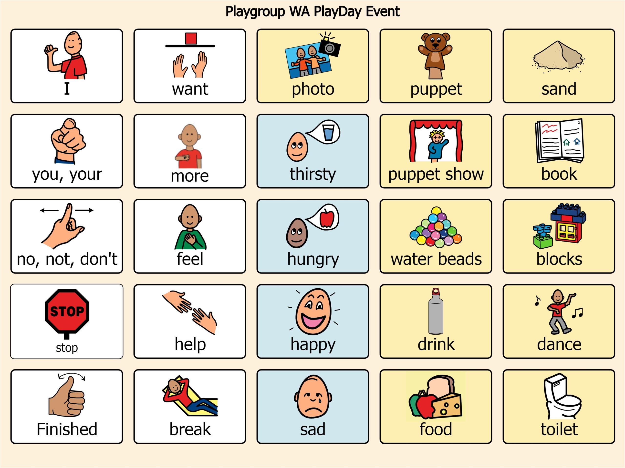 Play Day Communication Board
